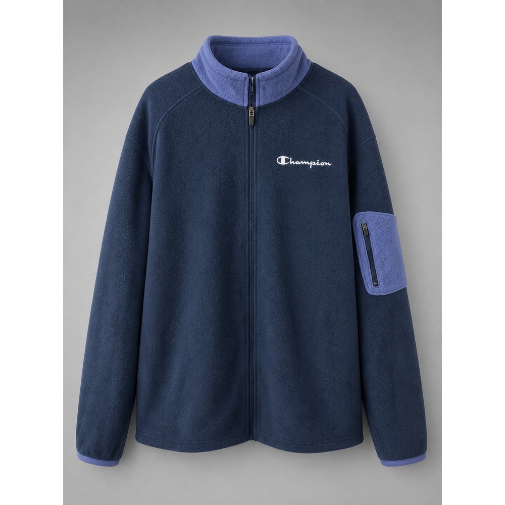 NWT Champion Polar Fleece Jacket Men L Navy Blue Full Zip Sleeve Pocket Fall